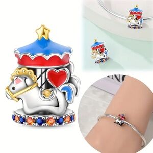 935 sterling Silver Carousel Horse Charm Bracelet NWT